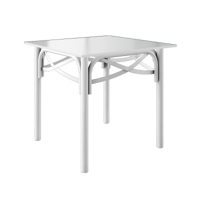 Mesa De Jantar Katrina Branca Quadrada Tampo De Madeira 90 Cm Asturias