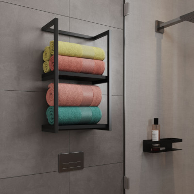 Toalheiro Para Banheiro Estilo Industrial Sahy - Preto 