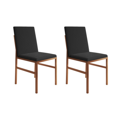 Kit 2 Cadeiras De Jantar Estofadas Mônaco Base Cobre Veludo Preto