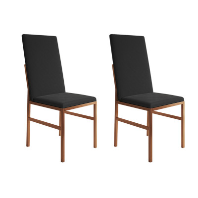 Kit 2 Cadeiras De Jantar Estofadas Mônaco Premium Cobre E Preta