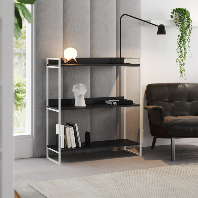 Nicho 3 Prateleiras 95cm Industrial Córdoba Branco E Preto