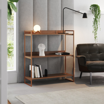 Aparador Industrial 3 Prateleiras Córdoba 95cm Cobre E Carvalho