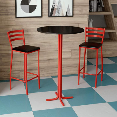 Conjunto Bistrô  Mesa Com 2 Banquetas Altas Morumbi Vermelho E Tampo Preto