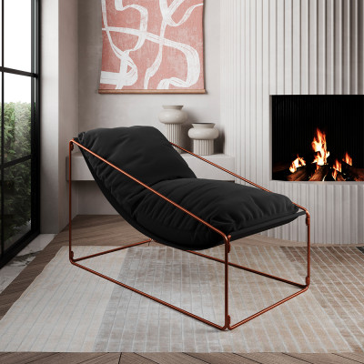 Espreguiçadeira Industrial Arpoador Com Almofada Cobre E Preto
