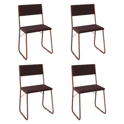 Kit 4 Cadeiras De Jantar Estofadas Angra - Cobre E Marrom