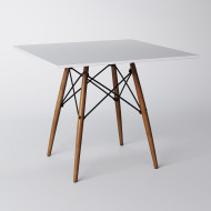 Mesa De Jantar Eiffel Quadrado Tampo De Madeira 90cm Branco(100)
