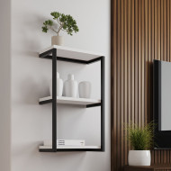 Nicho De Parede Industrial 3 Prateleiras Milão - Preto E Branco(100)