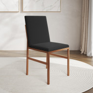Cadeira De Jantar Estofada Mônaco Base Cobre Veludo Preto(100)
