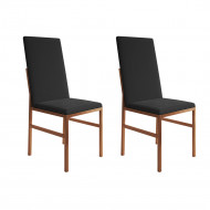 Kit 2 Cadeiras De Jantar Estofadas Mônaco Premium Cobre E Preta(100)