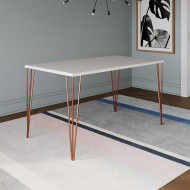 Mesa De Jantar Elen 140x80cm Tampo Branco Com Base Cobre(100)