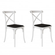 Kit 2 Cadeiras Katrina Assento Corano Preto Aço Branco(100)