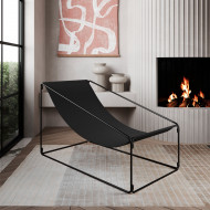 Espreguiçadeira Industrial Luxo Arpoador Tecido Suede Preto(100)