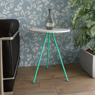 Mesa Lateral Gabriela Wood Branco E Azul Turquesa(100)