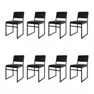 Kit 8 Cadeiras De Jantar Industrial Isa Assento Corino Preto (100)