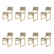 Kit 8 Cadeiras De Jantar Industrial Isa Assento Veludo Bege Base Dourado(100)