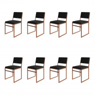 Kit 8 Cadeiras De Jantar Industrial Isa Assento Veludo Marrom Base Cobre(100)