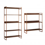 Kit Estante Guaecá 180x95 E Aparador Industrial 3 Prateleiras Córdoba 100x95cm Cobre/Imbuia(100)