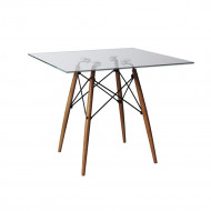 Mesa De Jantar Eiffel Dkr Quadrado Tampo De Vidro 110cm(100)