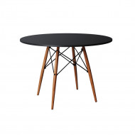 Mesa De Jantar Eames Eiffel Preta 90cm Base Madeira Maciça(100)