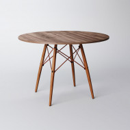 Mesa Eiffel Wood Cobre Tampo De Madeira 90 Cm Amêndoa Asturias(100)