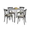 Mesa Jantar Redonda Branca Elen 110cm Hairpin Com 4 Cadeiras Katrina Preta