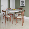 Mesa Com 4 Cadeiras Katrina Cobre Elen Hairpin 110cm Jantar Branca Base Cobre