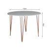 Mesa Com 4 Cadeiras Katrina Cobre Elen Hairpin 110cm Jantar Branca Base Cobre