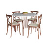 Mesa Com 4 Cadeiras Katrina Cobre Elen Hairpin 110cm Jantar Branca Base Cobre