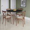 Mesa Jantar Redonda Preta Elen 110cm Hairpin Com 4 Cadeiras Katrina Cobre
