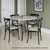 Mesa Jantar Redonda Branca Hairpin 90cm Elen Base Ferro Preto